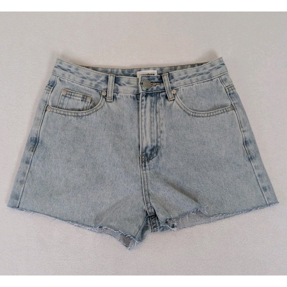 Superdown Cut-off Denim Shorts Women's 26 Light Blue Cotton Zip Button NEW